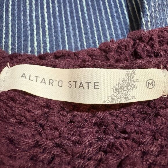 Altar’d State Chenille Sweater Womens M NWT Burgundy Cozy Soft Boho Cottagecore - Picture 5 of 9